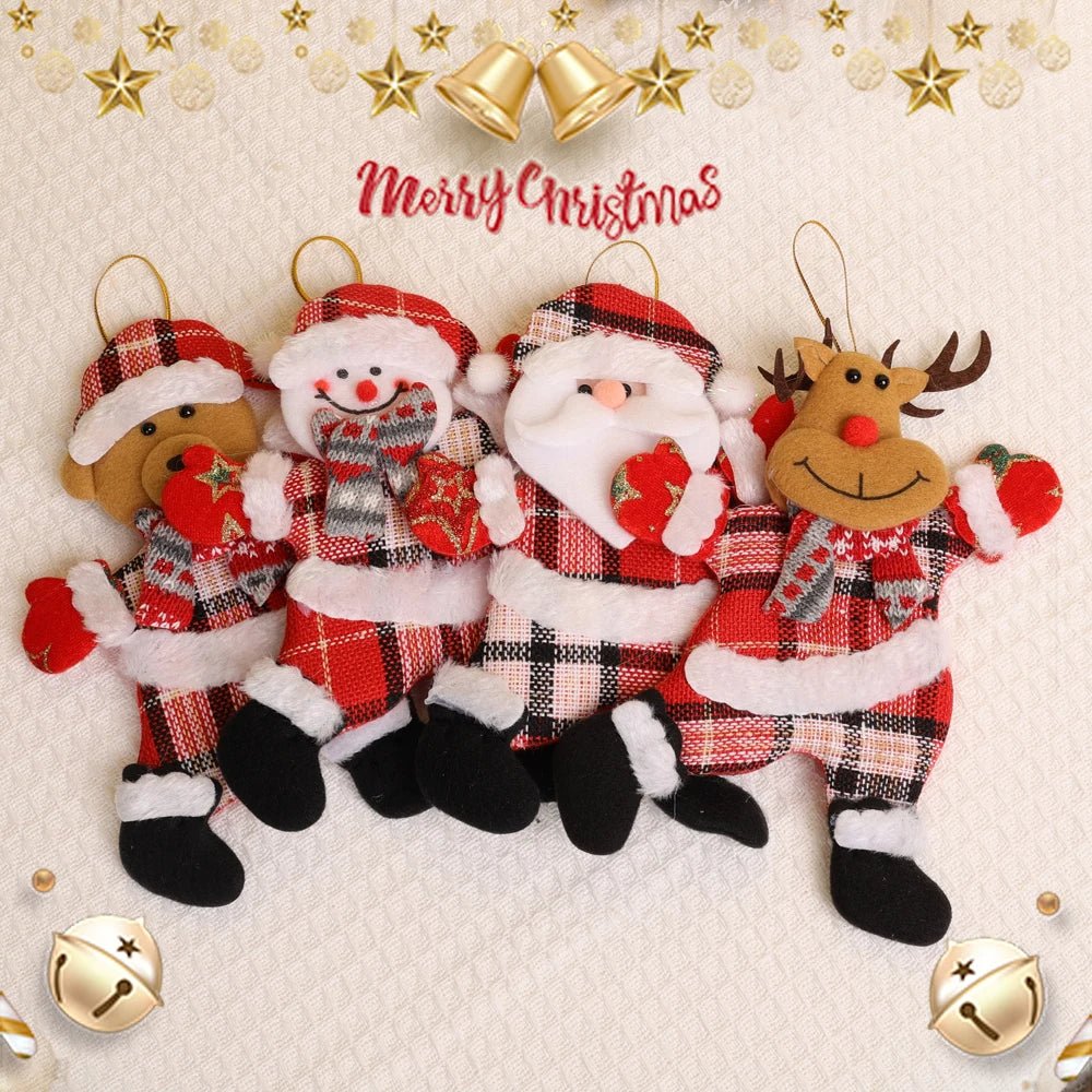 Christmas Tree Plush Ornaments Santa Claus Snowman Holiday Decorations