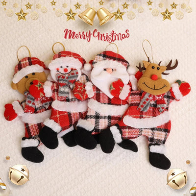Christmas Tree Plush Ornaments Santa Claus Snowman Holiday Decorations