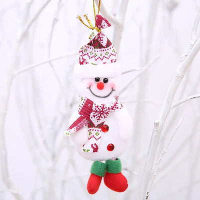 Christmas Tree Plush Ornaments Santa Claus Snowman Holiday Decorations