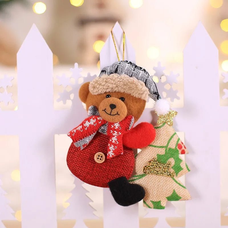 Christmas Tree Plush Ornaments Santa Claus Snowman Holiday Decorations