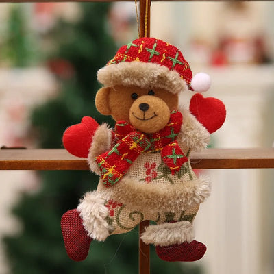 Christmas Tree Plush Ornaments Santa Claus Snowman Holiday Decorations