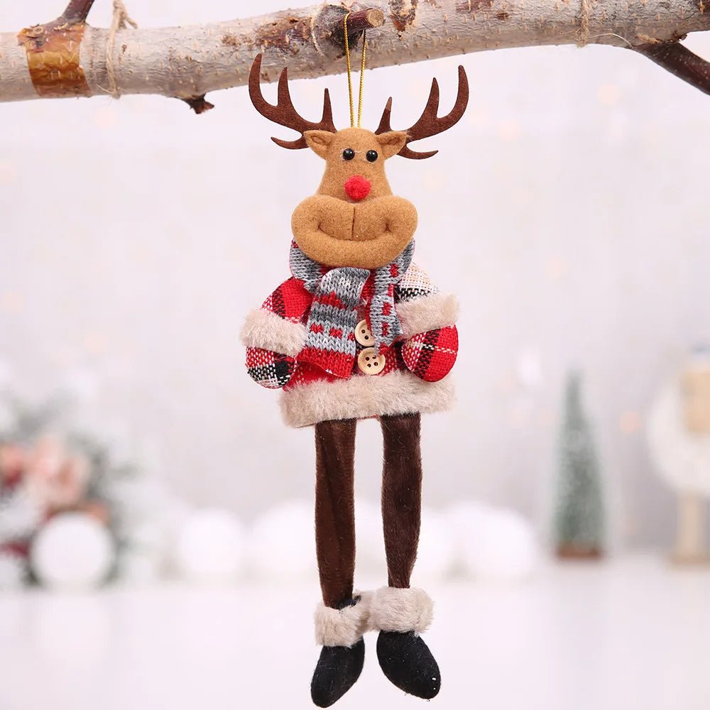 Christmas Tree Plush Ornaments Santa Claus Snowman Holiday Decorations