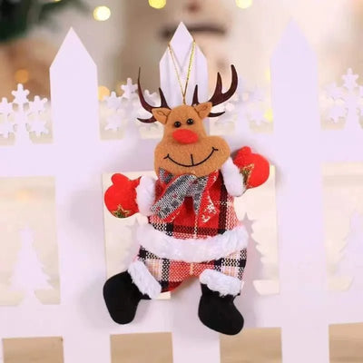 Christmas Tree Plush Ornaments Santa Claus Snowman Holiday Decorations
