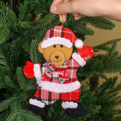 Christmas Tree Plush Ornaments Santa Claus Snowman Holiday Decorations