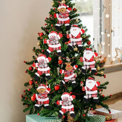 Christmas Tree Plush Ornaments Santa Claus Snowman Holiday Decorations