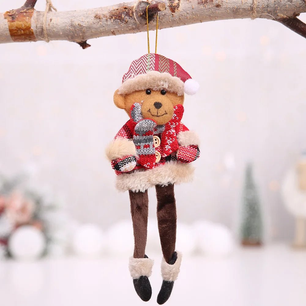 Christmas Tree Plush Ornaments Santa Claus Snowman Holiday Decorations