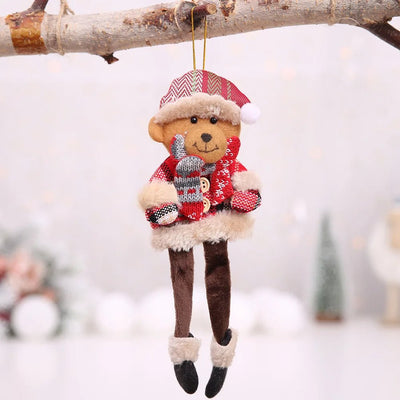 Christmas Tree Plush Ornaments Santa Claus Snowman Holiday Decorations