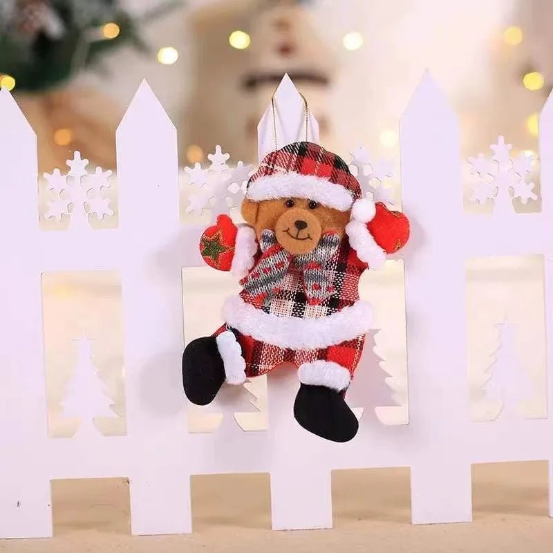 Christmas Tree Plush Ornaments Santa Claus Snowman Holiday Decorations