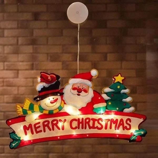 Christmas Window Hanging Lights Battery Operated Indoor Outdoor Decorations