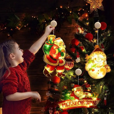 Christmas Window Hanging Lights Battery Operated Indoor Outdoor Decorations