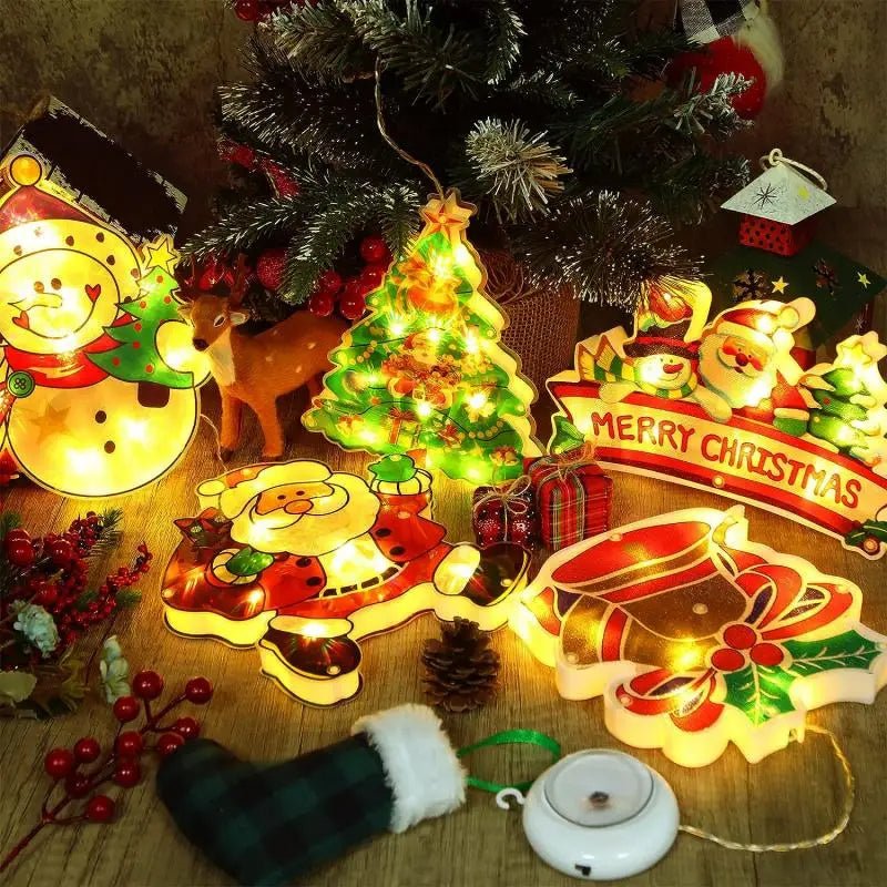 Christmas Window Hanging Lights Battery Operated Indoor Outdoor Decorations