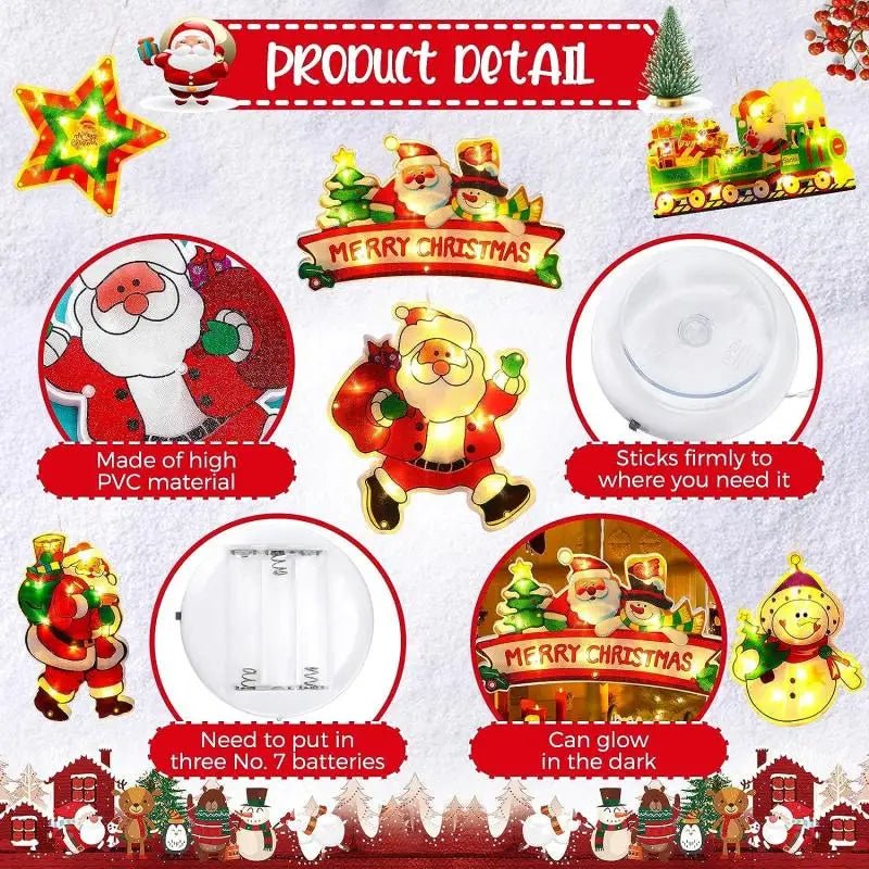 Christmas Window Hanging Lights Battery Operated Indoor Outdoor Decorations