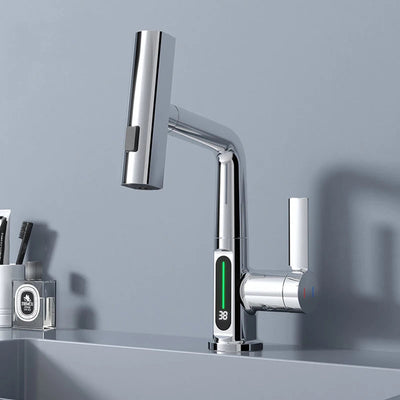 Intelligent Kitchen Faucet Brass Rotatable With Digital Display And Spray Modes