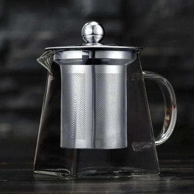 Clear Glass Teapot With Infuser Heat Resistant Kettle For Herbal Tea