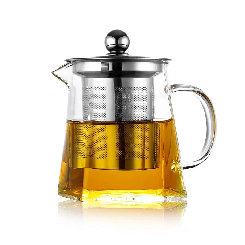 Clear Glass Teapot With Infuser Heat Resistant Kettle For Herbal Tea