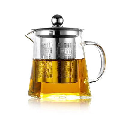 Clear Glass Teapot With Infuser Heat Resistant Kettle For Herbal Tea