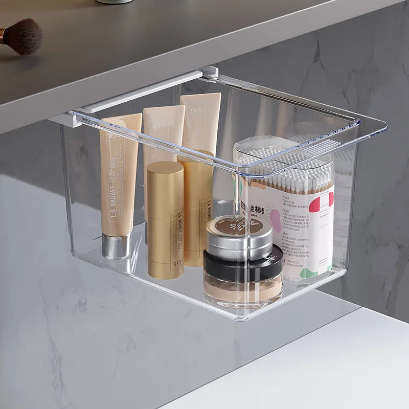 Acrylic Makeup Organizer Pull-Out Space Saving Cotton Swab Holder