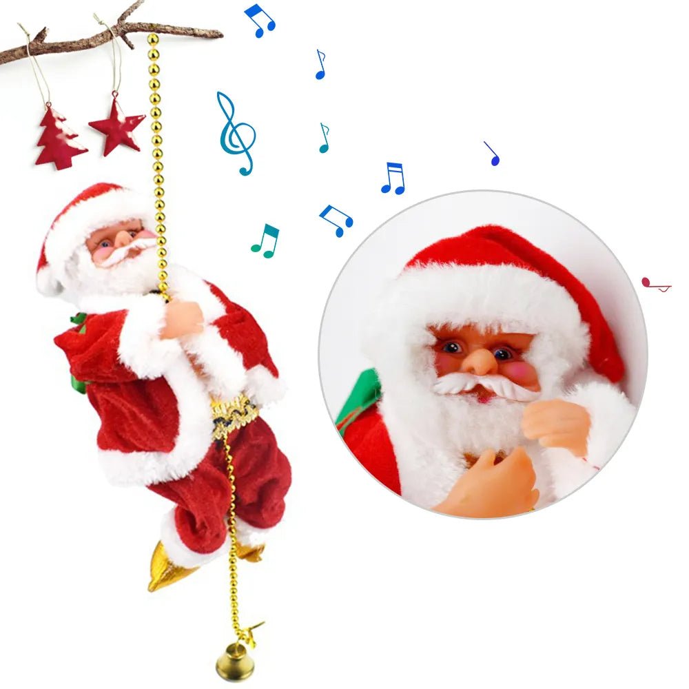 Climbing Santa Claus Christmas Ornament With Light And Music Decor