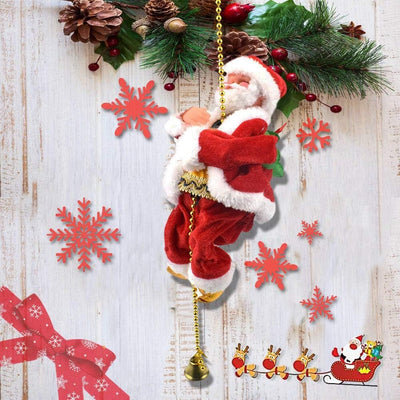 Climbing Santa Claus Christmas Ornament With Light And Music Decor