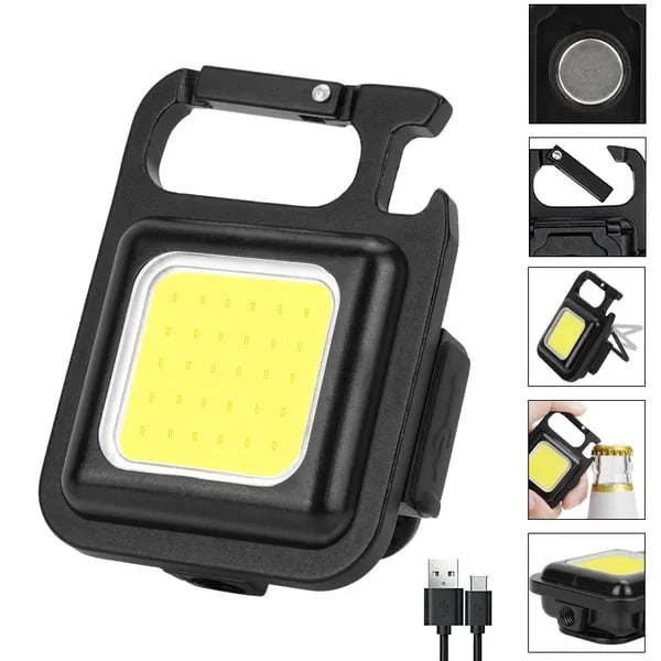 COB USB Rechargeable Keychain Work Light Waterproof Magnetic Portable