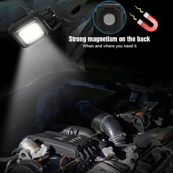 COB USB Rechargeable Keychain Work Light Waterproof Magnetic Portable