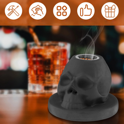 Cocktail Whiskey Smoker Kit Ceramic Skull For Aromatic Drinks