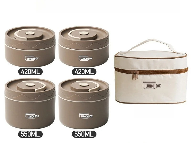Stackable 4-Tier Bento Lunch Box Stainless Steel With Cutlery Set