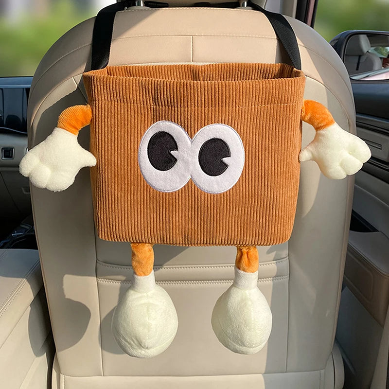 Hanging Car Backseat Storage Holder With Trash Can And Tissue Box