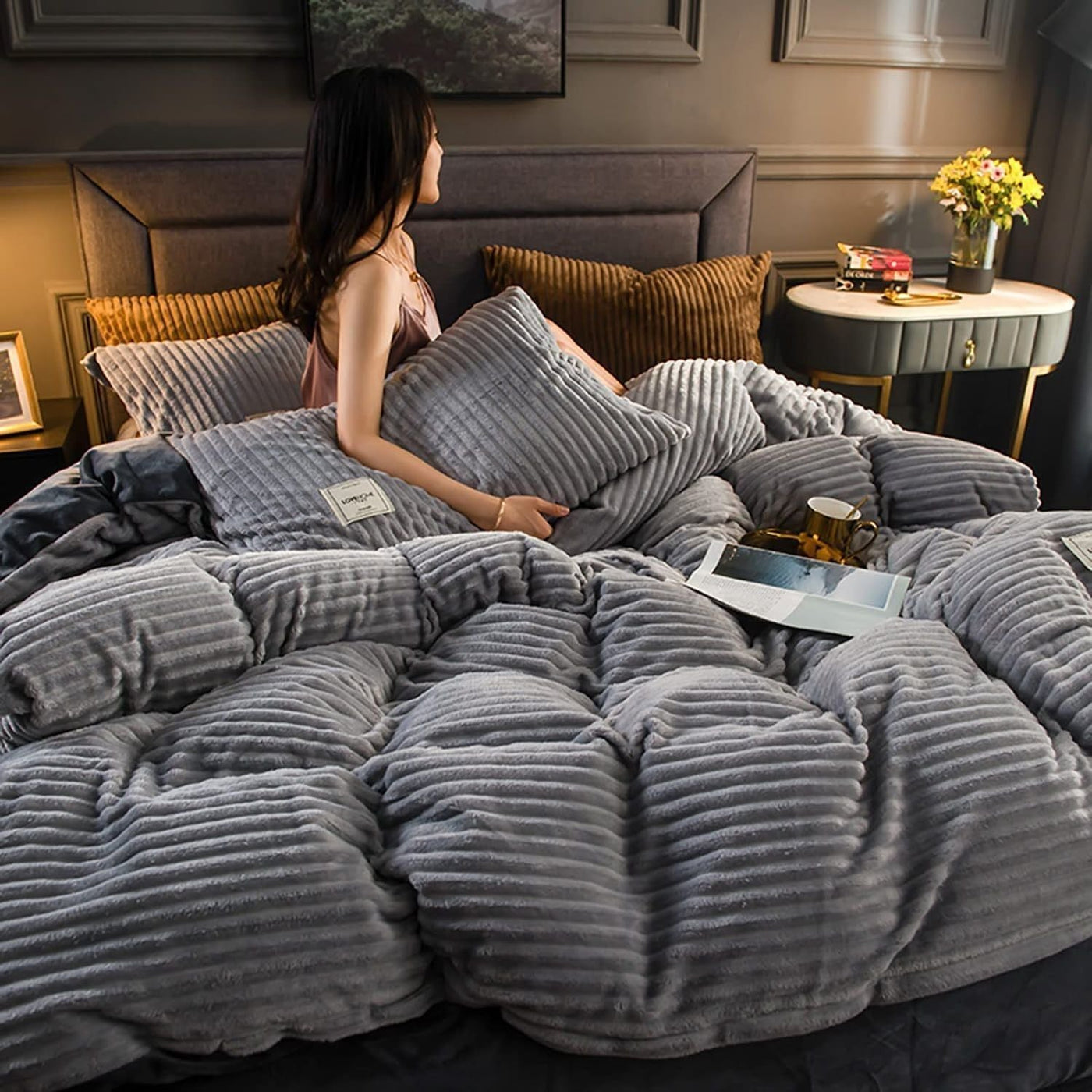 Corduroy Velvet Quilt Set Soft Plush Comfort Bedding Collection