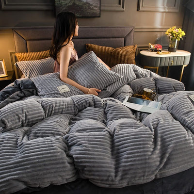 Corduroy Velvet Quilt Set Soft Plush Comfort Bedding Collection