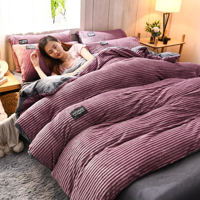 Corduroy Velvet Quilt Set Soft Plush Comfort Bedding Collection