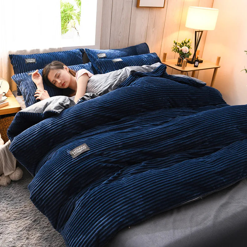 Corduroy Velvet Quilt Set Soft Plush Comfort Bedding Collection