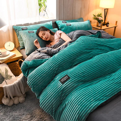 Corduroy Velvet Quilt Set Soft Plush Comfort Bedding Collection