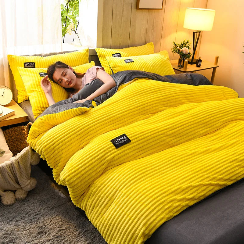 Corduroy Velvet Quilt Set Soft Plush Comfort Bedding Collection