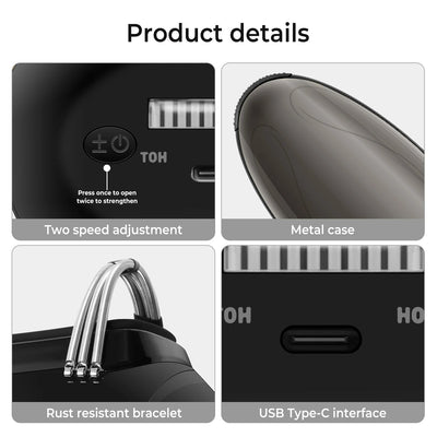 Cordless Handheld Massager USB Rechargeable Metal Heat For Body Neck Face
