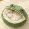 Frog-Themed Cat Bed Plush Semi-Enclosed Nest For Cats And Small Dogs