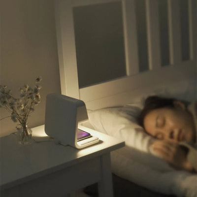 3-in-1 Bedside Lamp With Wireless Charger And LCD Alarm Clock