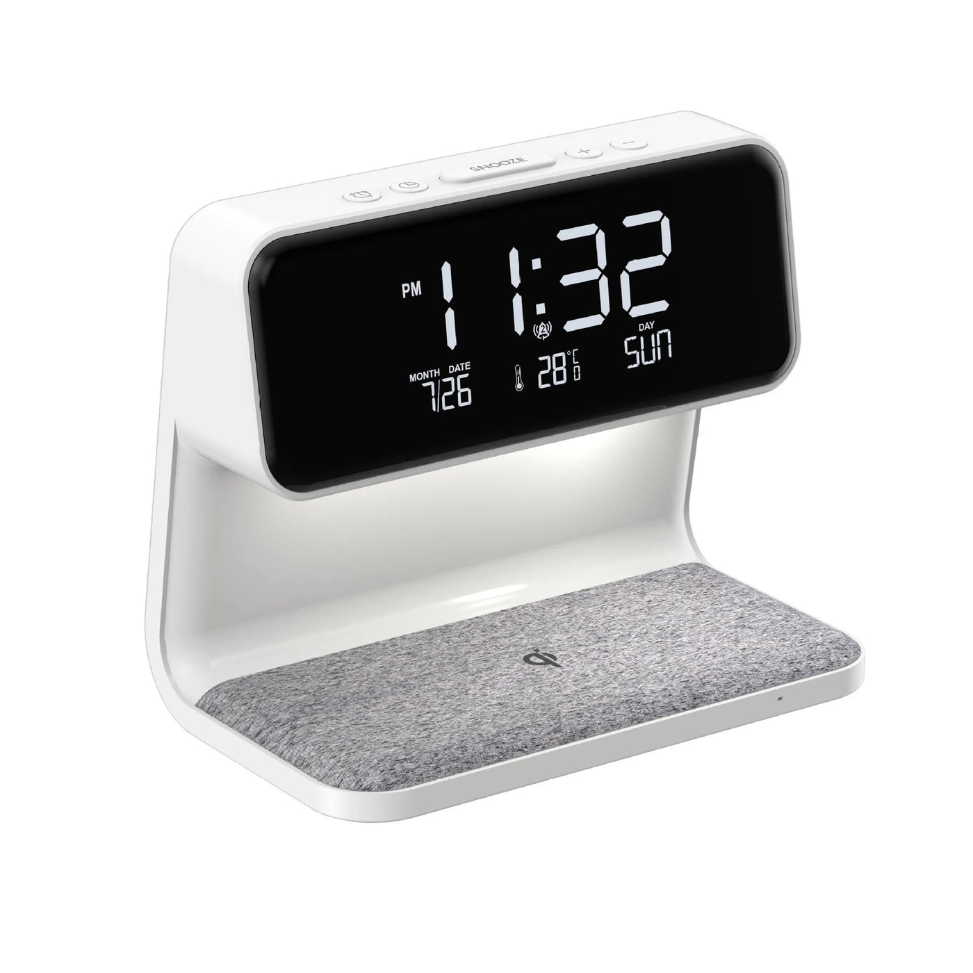 3-in-1 Bedside Lamp With Wireless Charger And LCD Alarm Clock