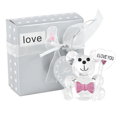 Crystal Bear Glass Rose Decorative Ornament For Valentine's Gifts