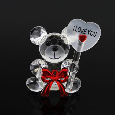 Crystal Bear Glass Rose Decorative Ornament For Valentine's Gifts