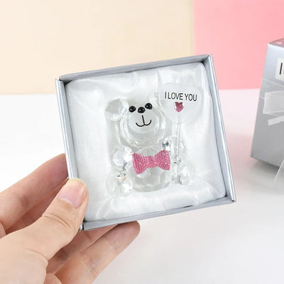 Crystal Bear Glass Rose Decorative Ornament For Valentine's Gifts