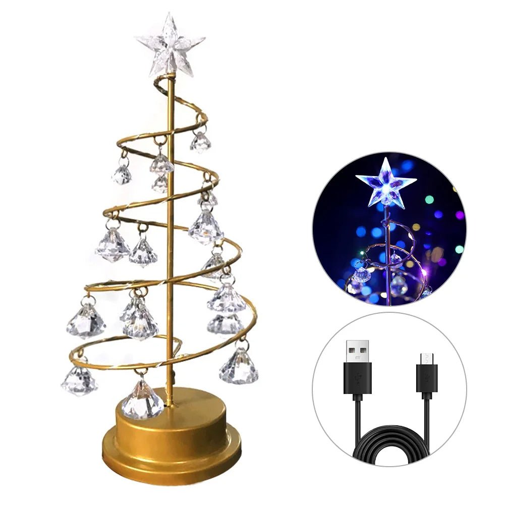 Crystal Christmas Tree LED Lamp Sparkling Night Light Decor For Bedroom