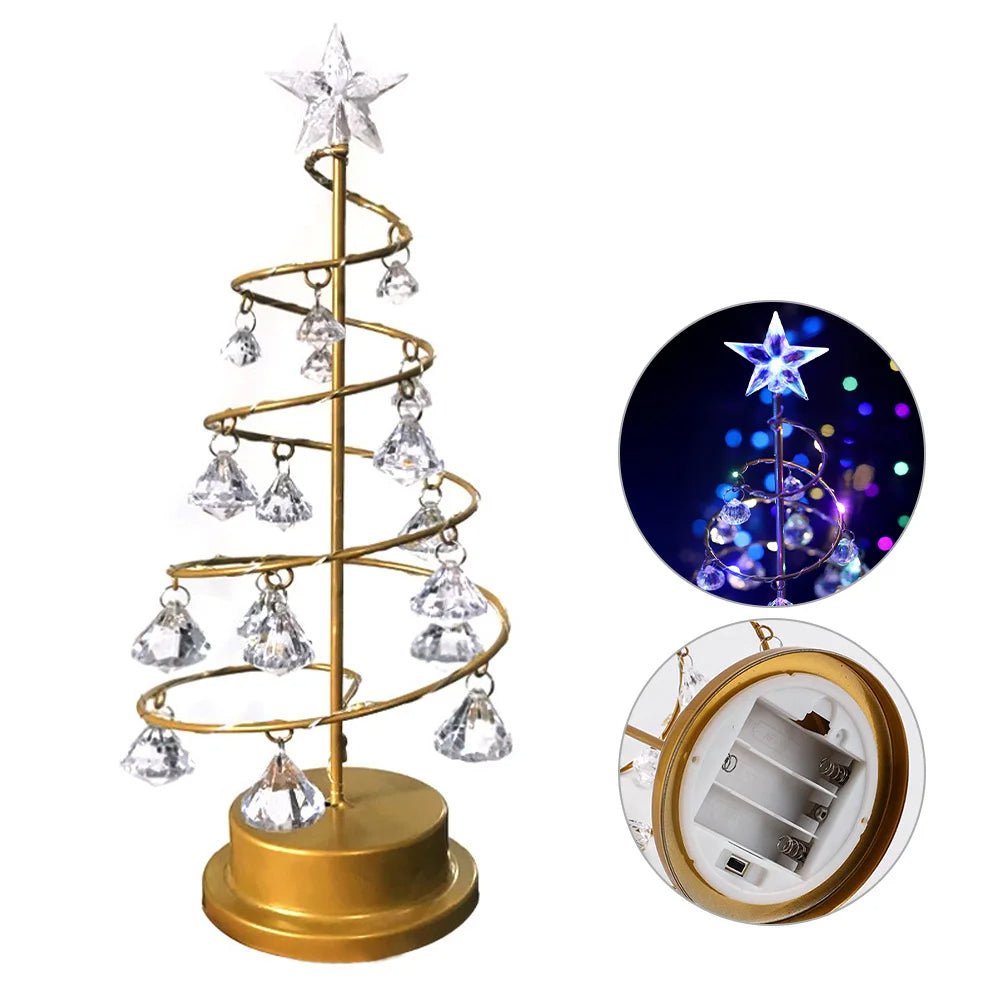 Crystal Christmas Tree LED Lamp Sparkling Night Light Decor For Bedroom