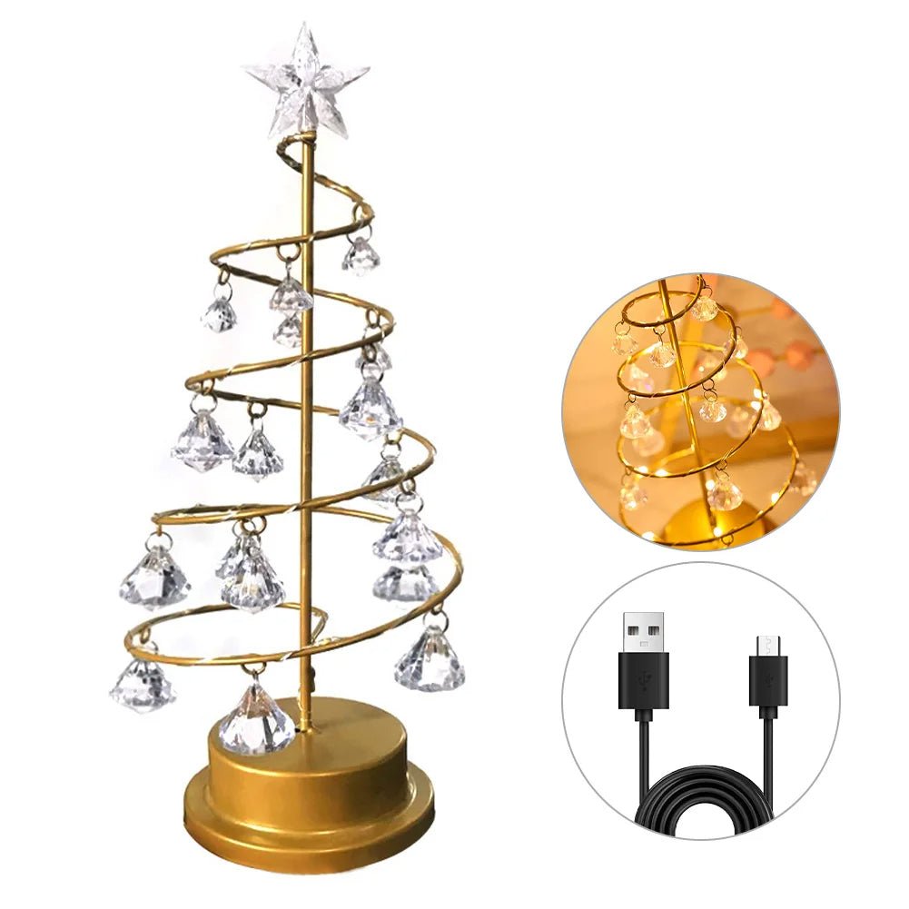 Crystal Christmas Tree LED Lamp Sparkling Night Light Decor For Bedroom