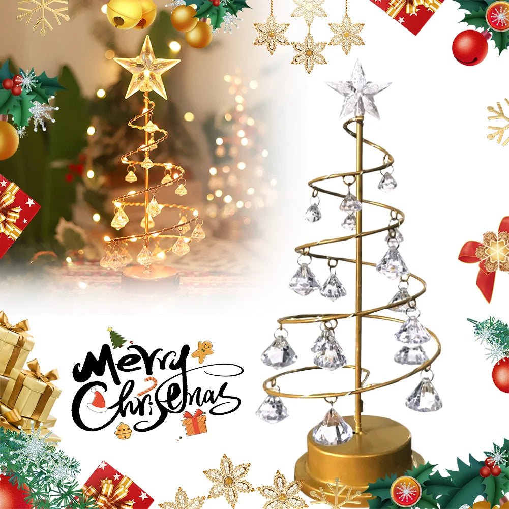 Crystal Christmas Tree LED Lamp Sparkling Night Light Decor For Bedroom