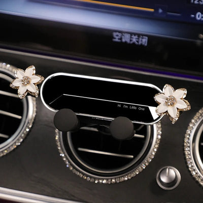Crystal Flower Car Phone Holder Sparkling Gravity Mount For Smartphones