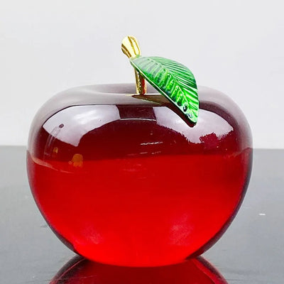 Crystal Red Apple Ornaments Elegant Glazed Figurines For Home Decor