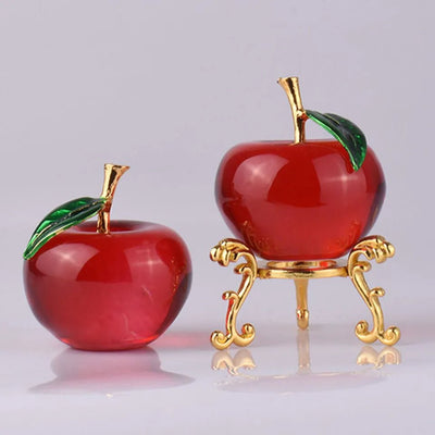 Crystal Red Apple Ornaments Elegant Glazed Figurines For Home Decor