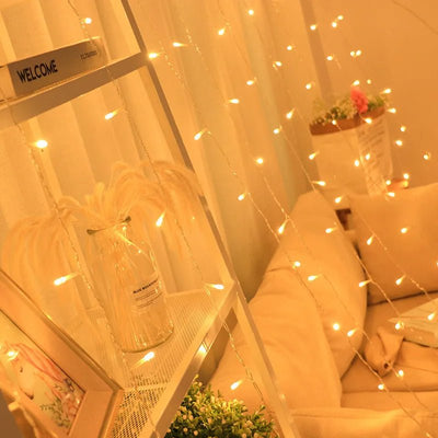 Curtain Christmas Lights With 8 Modes And Remote Control String Lights