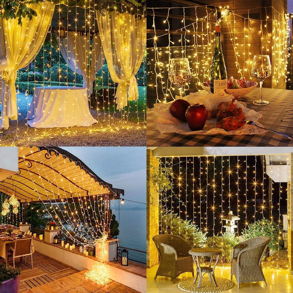 Curtain Christmas Lights With 8 Modes And Remote Control String Lights